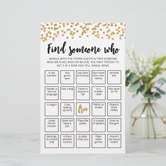 Bewerkbaar Zoek iemand die spel Bingo spel (Staand voorkant)