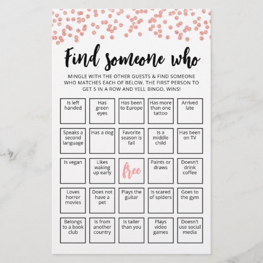 Bewerkbaar Zoek iemand die spel Bingo spel (Voorkant)