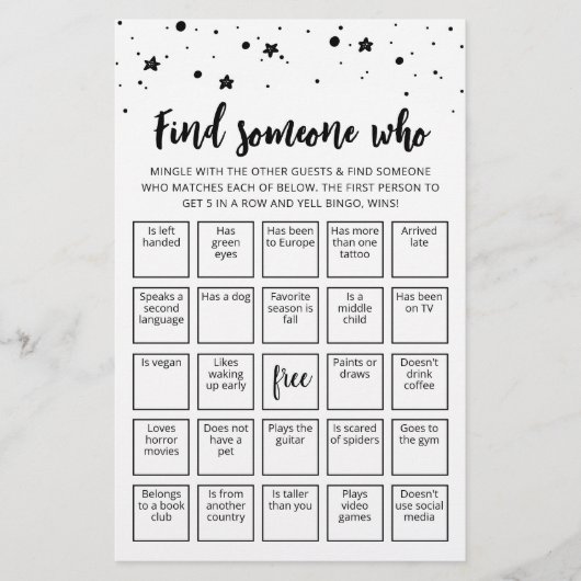 Bewerkbaar Zoek iemand die spel Bingo spel (Voorkant)