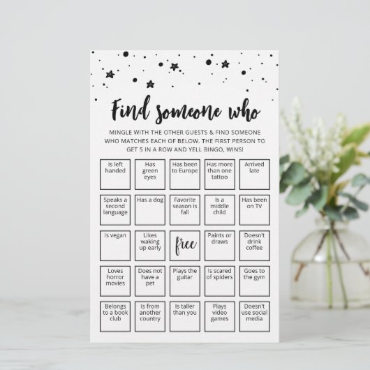 Bewerkbaar Zoek iemand die spel Bingo spel (Staand voorkant)