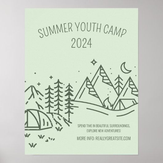 Bewerkbaar Zomer Leuk Kamp, Jeugd Zomer Camp Poster (Voorkant)