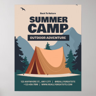 Bewerkbaar Zomerpretkamp, Terug Naar De Natuur Kam Poster