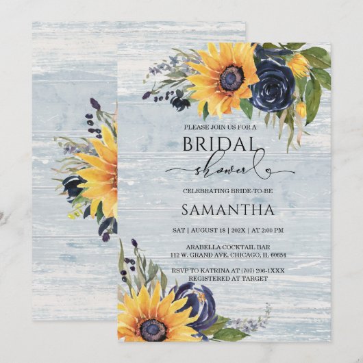 Bewerkbaar Zonnebloem Vrijgezellenfeest Kaart (Voorkant / Achterkant)