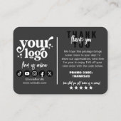 Bewerkbaar zwart luxe business bedankpakket informatiekaartje (Achterkant)