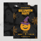 Bewerkbaar Zwart Sinaasappel Pumbkin Halloween Par Kaart (Voorkant / Achterkant)