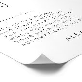 Bewerkbaar zwart-wit bruiloft gastenboek teken poster (Hoek)