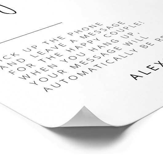 Bewerkbaar zwart-wit bruiloft gastenboek teken poster (Hoek)