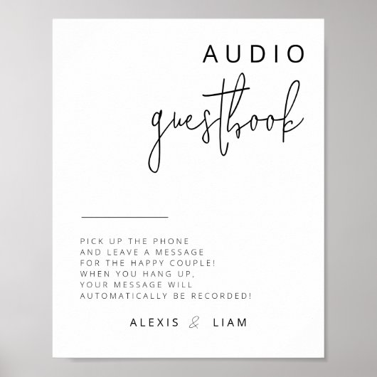 Bewerkbaar zwart-wit bruiloft gastenboek teken poster (Voorkant)