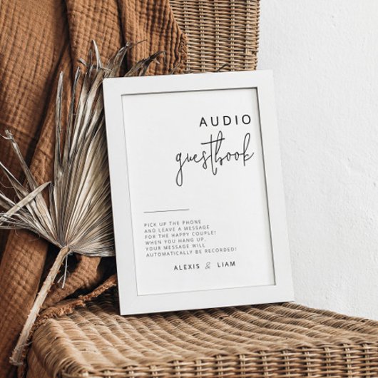 Bewerkbaar zwart-wit bruiloft gastenboek teken poster