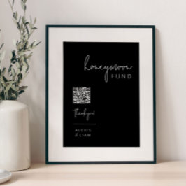 Bewerkbaar zwart-wit bruiloft huwelijksreis teken poster