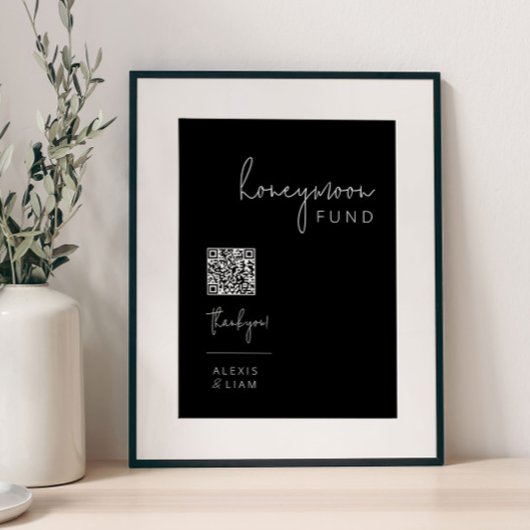 Bewerkbaar zwart-wit bruiloft huwelijksreis teken poster