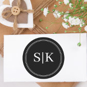 Bewerkbaar zwart wit combo bruiloft monogram ronde sticker