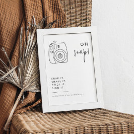 Bewerkbaar Zwart-wit Trouwcamerateken Poster