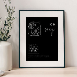 Bewerkbaar Zwart-wit Trouwcamerateken Poster