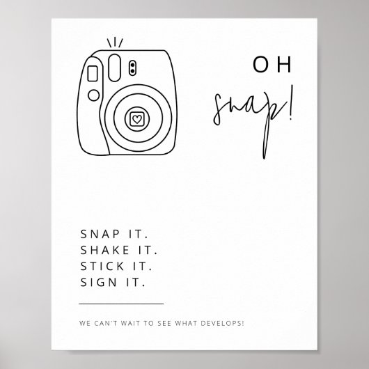 Bewerkbaar Zwart-wit Trouwcamerateken Poster (Voorkant)