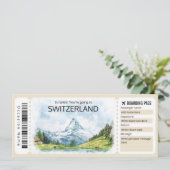 Bewerkbaar Zwitserland Vliegticket, Zwitserland Kaart (Staand voorkant)
