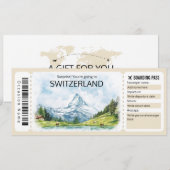 Bewerkbaar Zwitserland Vliegticket, Zwitserland Kaart (Voorkant / Achterkant)