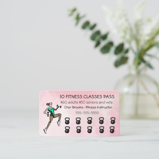 Bewerkbare 10 Fitness Classes Pass Kortingskaartje (Staand voorkant)