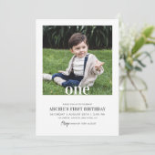 Bewerkbare 1e Verjaardag Foto Minimal Boy Afbeeldi Kaart (Staand voorkant)