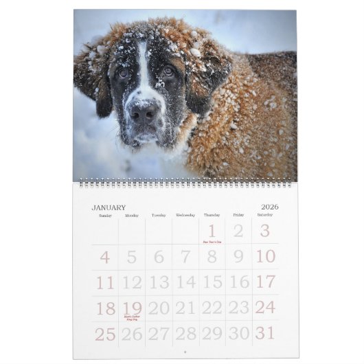 Bewerkbare 20xx honden kalender (Jan 2026)