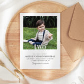 Bewerkbare 2e Verjaardag Foto Minimal Boy Afbeeldi Kaart