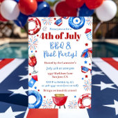 Bewerkbare 4 juli BBQ & Pool Party uitnodiging