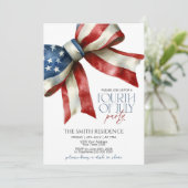 Bewerkbare 4 juli feestuitnodiging met Red Whi Kaart (Staand voorkant)