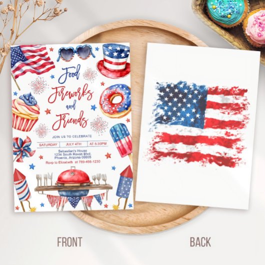 Bewerkbare 4th of July BBQ Invitation Sjabloon, 4t Kaart