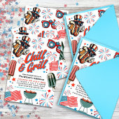 Bewerkbare 4th of July Chill en Grill BBQ party Kaart