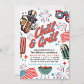 Bewerkbare 4th of July Chill en Grill BBQ party Kaart (Voorkant)