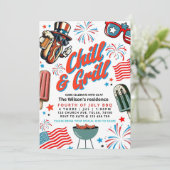 Bewerkbare 4th of July Chill en Grill BBQ party Kaart (Staand voorkant)