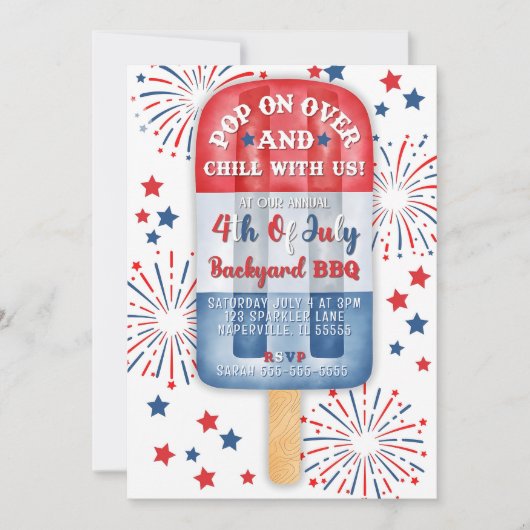 Bewerkbare 4th of July Party Fourth of July BBQ Kaart (Voorkant)