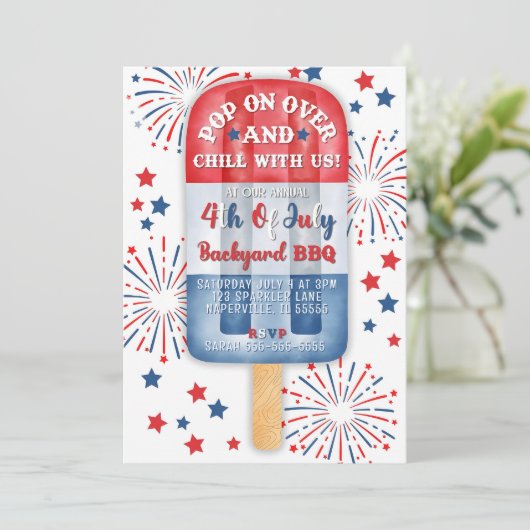 Bewerkbare 4th of July Party Fourth of July BBQ Kaart (Staand voorkant)