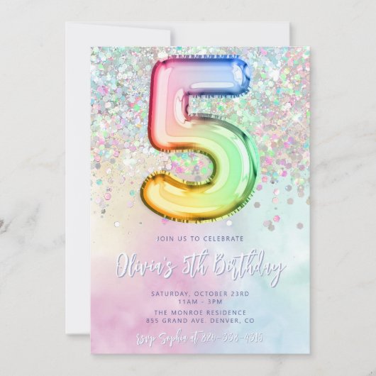 Bewerkbare 5e Verjaardag Uitnodiging Sjabloon Rain (Voorkant)