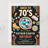 Bewerkbare 70s verjaardagsfeestje uitnodiging Teru (Voorkant)