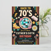 Bewerkbare 70s verjaardagsfeestje uitnodiging Teru (Staand voorkant)