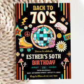 Bewerkbare 70s verjaardagsfeestje uitnodiging Teru