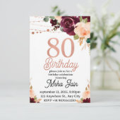 Bewerkbare 80e Verjaardag Uitnodiging voor Vrouwen (Staand voorkant)