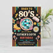 Bewerkbare 80s verjaardagsfeestje uitnodiging Teru (Staand voorkant)