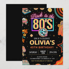 Bewerkbare 80s verjaardagsfeestje uitnodiging Teru