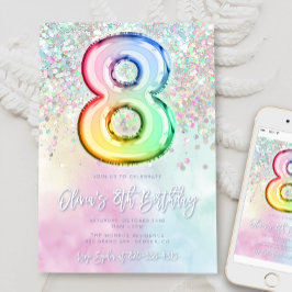 Bewerkbare 8e Verjaardag Uitnodiging Sjabloon Rain