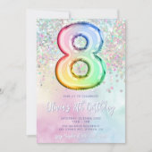 Bewerkbare 8e Verjaardag Uitnodiging Sjabloon Rain (Voorkant)