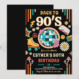 Bewerkbare 90s verjaardagsfeestje uitnodiging Teru