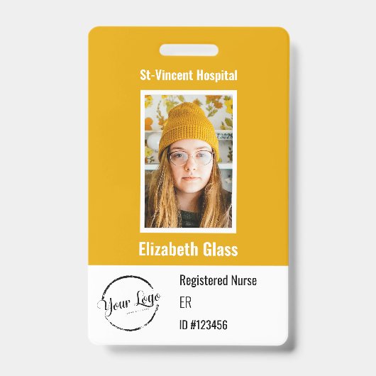 Bewerkbare aangepaste fotobadge voor werknemers badge (Voorzijde)