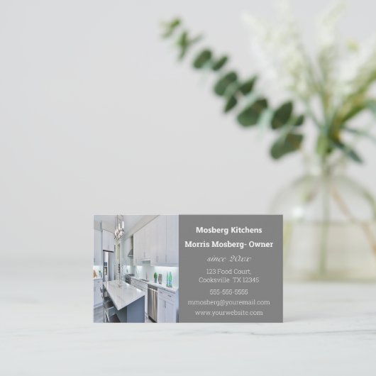 Bewerkbare aangepaste keukens visitekaartje (Staand voorkant)