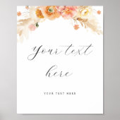 Bewerkbare aangepaste perzik, bloesem bruiloft tek poster (Voorkant)