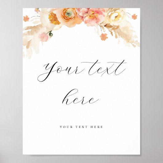 Bewerkbare aangepaste perzik, bloesem bruiloft tek poster (Voorkant)