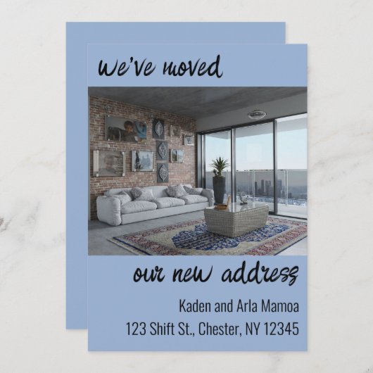 Bewerkbare aankondiging wijziging fotoadres (Voorkant / Achterkant)