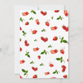 Bewerkbare aardbeienbes 1e verjaardag uitnodiging (Achterkant)