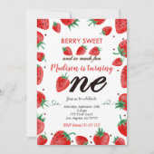 Bewerkbare aardbeienuitnodiging kaart (Voorkant)